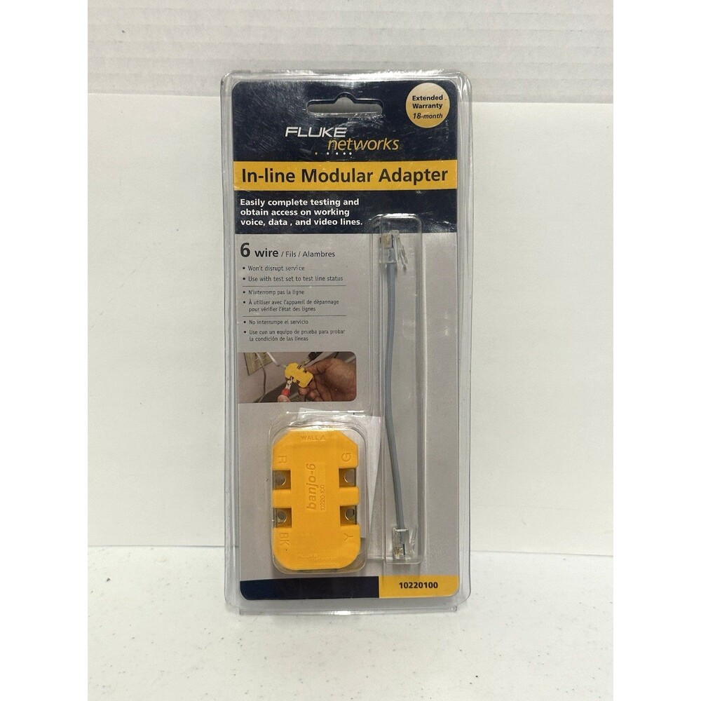 NEW SEALED Fluke Networks 10220100 6 Wire In Line Modular Banjo Adapter